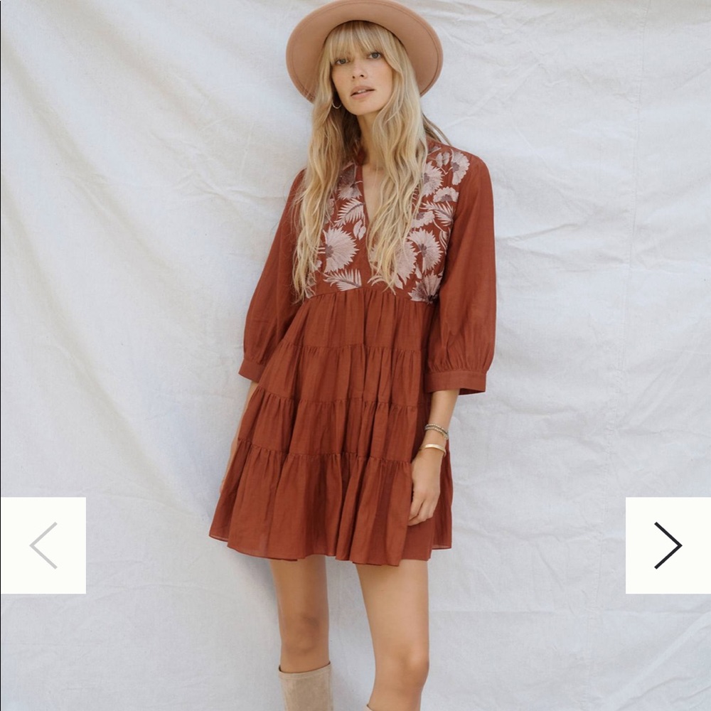 Anthropologie Apolline Embroidered Tunic Dress